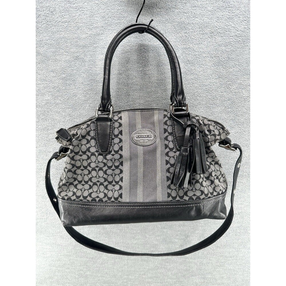 COACH #21154 Legacy Graphite Signature Stripe Molly 2-Way Satchel Bag